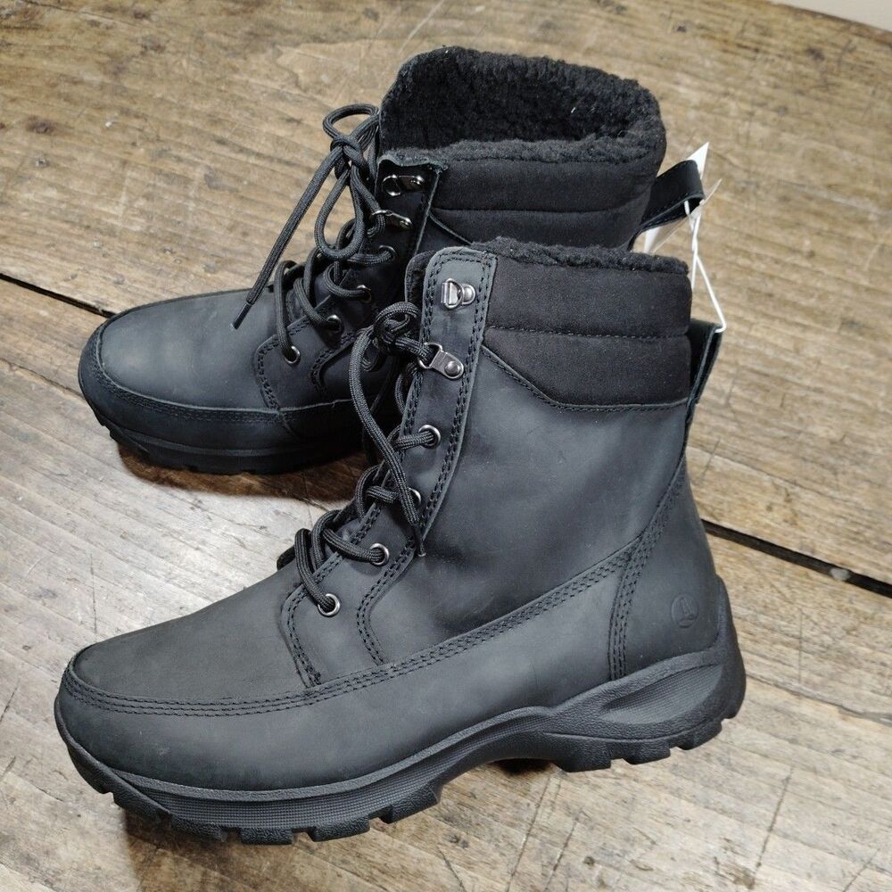 Lands End Mens 10EE Boots Black Thermolite Insulated Lace Up Shoes EC